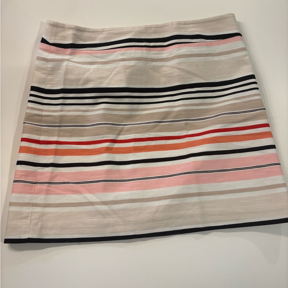 LOFT Striped Mini Skirt in Cream, Pink, and Black